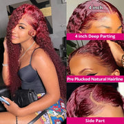 Burgundy Curly Waterwave Hd Wig
