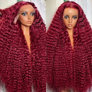 Burgundy Curly Waterwave Hd Wig